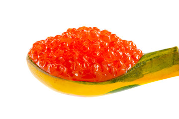 spoon with red caviar