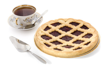 italian cherry cake and tea