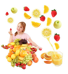 Fruits collection from a happy girl