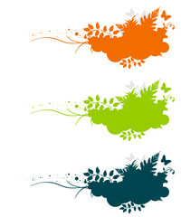 Obraz premium Hintergrund 3 Vektorgrafiken orange - grün - dunkelblau