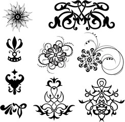 Floral silhouette, element for design, vector tattoo