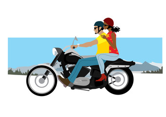 Fototapeta na wymiar Couple on motorcycle