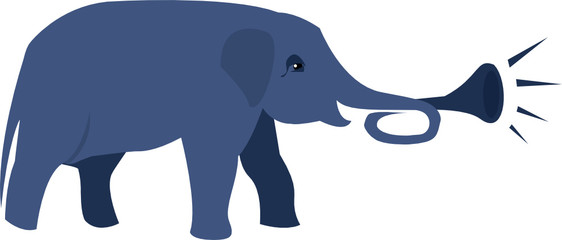 Słoń trąbi na trąbce, trąba w kształcie trąbki, koncert dla zwierząt