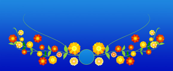 Flower composition on blue background