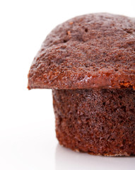 closeup of chocolate muffin