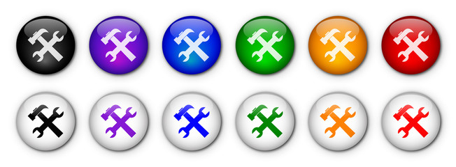 Boutons "Outils" (x12 - Multicolores)