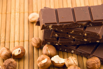 chocolate, coffee grains and nuts