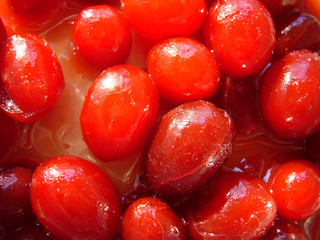 Bright red cherries