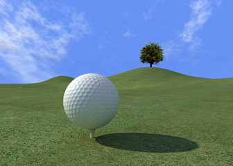 golf-ball in a beautifull day - digital art-work