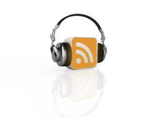 RSS logo with headphones