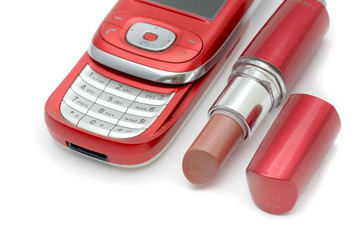 red lipstick & red phone