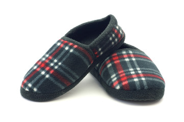 A warm and cozy pair of flannel slippers.