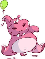 cute pink hippo on small balloon