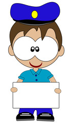 postino con cartello