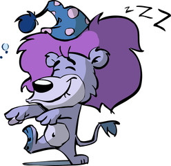 cute sleepwalking lion