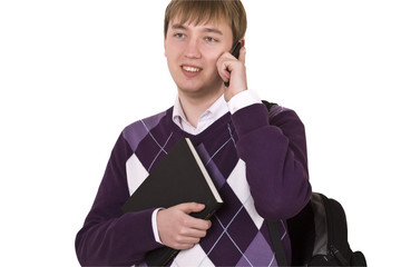 casual young man on the phone
