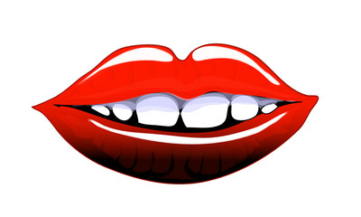 Comic style lips smiling