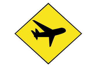 yellow airport warning sign
