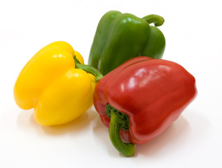 Red, green and yellow paprika