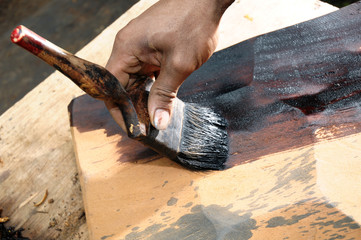 Painting a wood slab