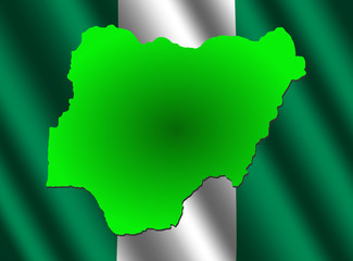 Nigeria map on flag