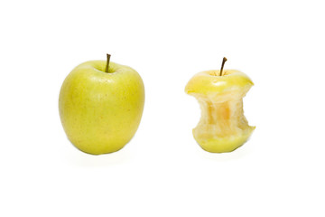Whole and half-eated apples