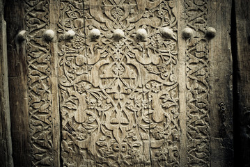 close-up image of ancient doors
