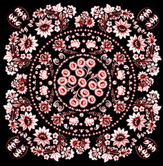pink with red symmetric design