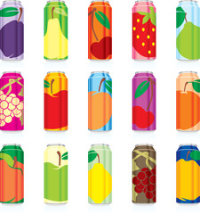 isolated juice cans