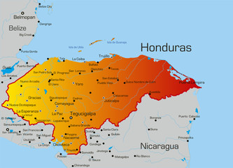 Fototapeta premium Vector color map of Honduras country