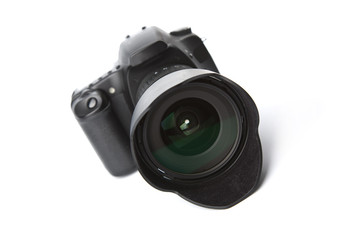 Fototapeta premium black DSLR camera isolated
