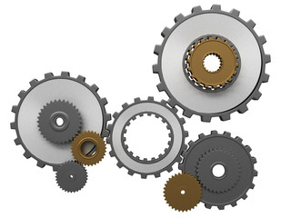 frontal view of gears composition