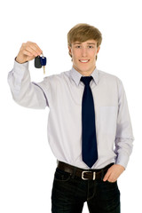 Naklejka premium Man showing car key