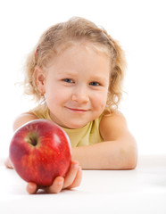 Girl giving an apple