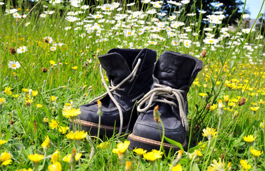 Wanderschuhe Wiese Frühling © fichtelsonne