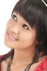 beautiful asian look to copy space above