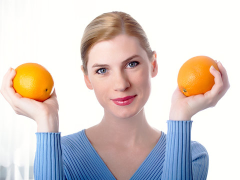 beautiful girl with an orange