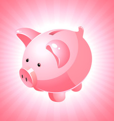 Piggy bank on pink background