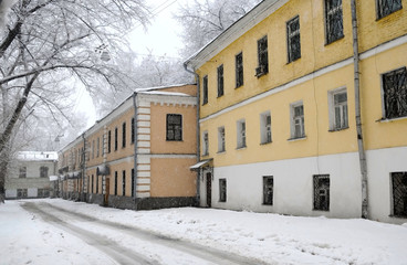 snowy street, Moscow, Russia
