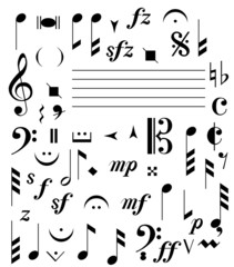 inhalt mit verschiedenen musiknoten und zeichen