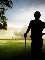 silhouette de golfeur