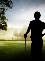 Papier Peint photo Lavable Golf silhouette de golfeur
