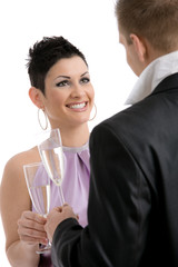 Couple clinking with champagne