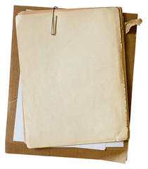 Old papers with paperclip