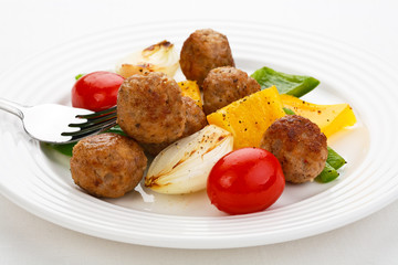 Dinner kebab - grilled meat with vegetables