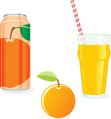 isolated orange juice and fruit
