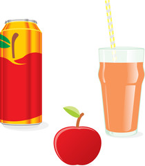 isolated red apple juice and fruit