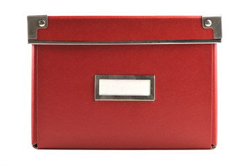 red box with white label on white background