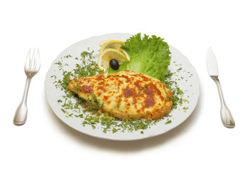 Salmon under creamy sauce