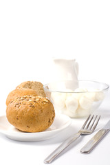 bread, milk and mozzarella